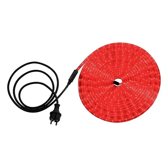 Globo Tira de luces LED - Largo: 9 m, Color de luz: Rojo, 12,96 W, 130 lm - Rollo de luces LED rojas con cable negro y enchufe. Ideal para iluminación festiva, tanto en interiores como en exteriores.