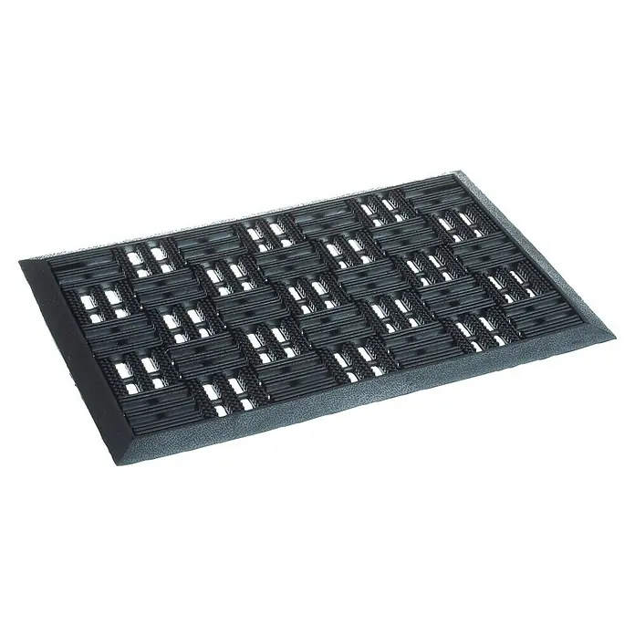 Astra Gummimatte Dynamic I - Schwarz, 25 x 60 cm, Kunststoff - Schwarze Gummifußmatte mit offenem Gitterdesign zur Schmutzaufnahme und Reinigung von Schuhen. Ideal für Eingänge.