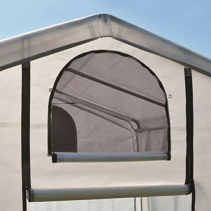 ShelterLogic Gewächshaus - Außenmaß inkl. Dachüberstand (B x T): 180 x 180 cm, Grau, Grundfläche: 3,24 m² - Detailaufnahme