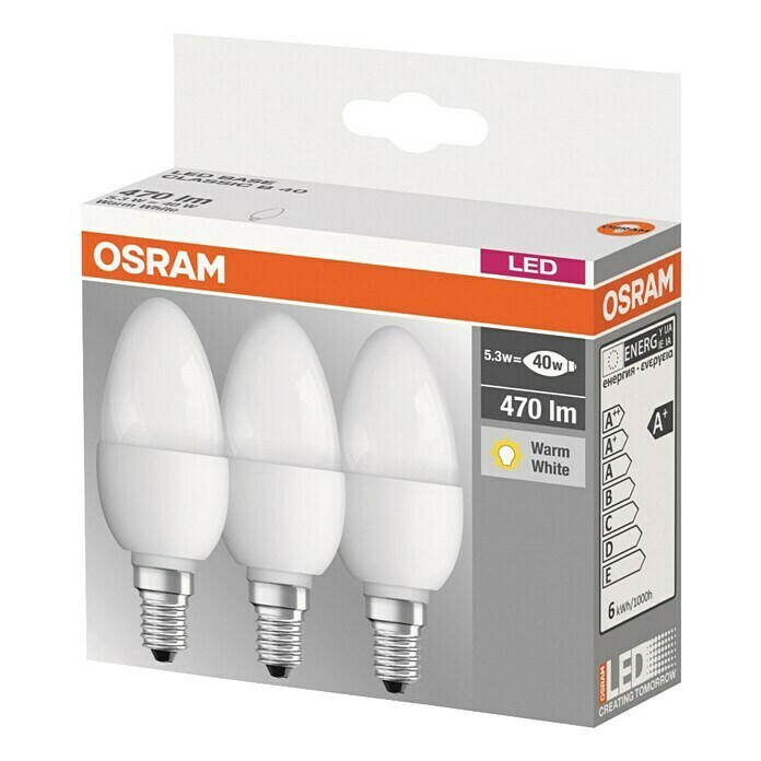 Osram LED-Leuchtmittel Classic B403 Stk., 5,3 W, E14, Warmweiß Unknown