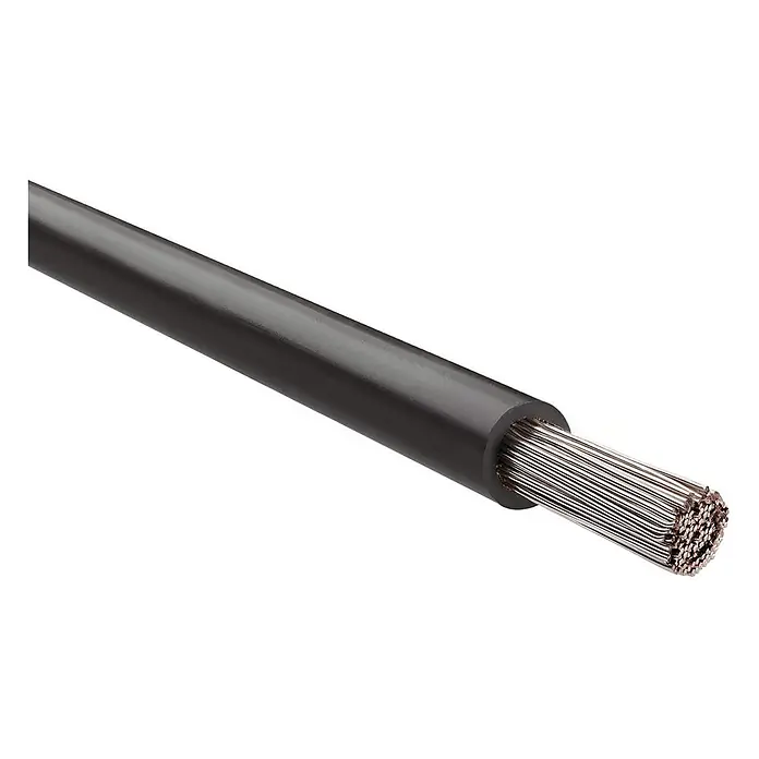 HELU KABEL FÜNFNORM 1X120 mm² AWG0000 BK - schwarz - Schwarz isoliertes Elektrokabel mit freiliegenden mehrsträngigen Kupferleitern.