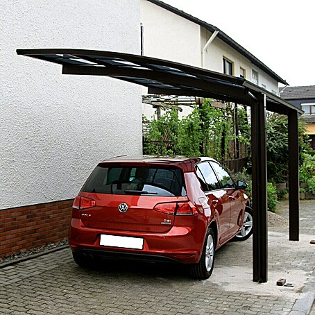 Ximax Carport Portoforte 80 (Außenmaß inkl. Dachüberstand (B x T): 2,7 x 4,95 m, Einzelcarport, Mattbraun, Schneelast: 100 kg/m²)