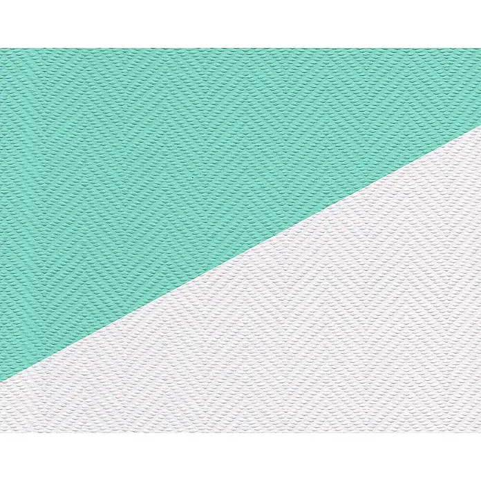 Atlantis Design Vliestapete Fischgrät - Weiß, Uni, 10,05 x 0,53 m - Dekorativer Untergrund mit türkisfarbenem und weißem Fischgrätenmuster, ideal für moderne Designs. Eine stilvolle und vielseitige Textur.