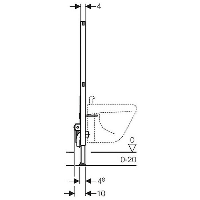 Geberit Duofix Bidet-Montageelement10 x 50 x 112 cm, Pulverbeschichtet Detail Shot