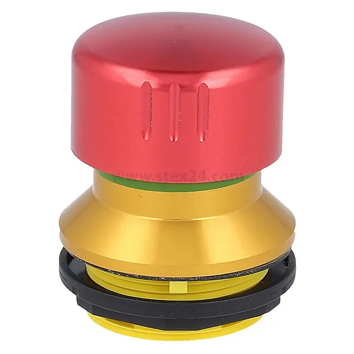 Georg Schlegel Not-Aus-Schalter / Not-Halt-Taster aus Aluminium für 9,2 mm -  - Roter Not-Aus-Taster mit Pilzkopf und goldfarbenem Sockel.