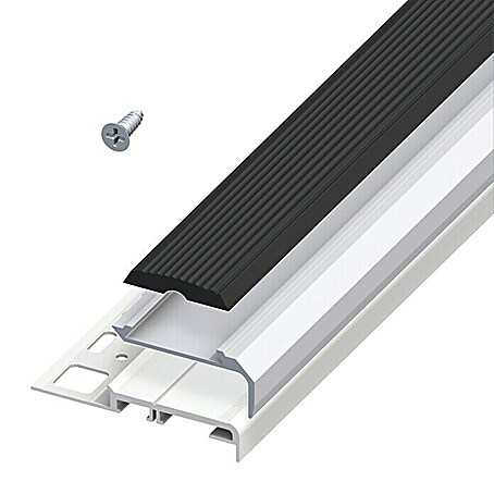 Treppenkantenprofil (Aluminium, Silber/Schwarz, 1 m x 11 mm)