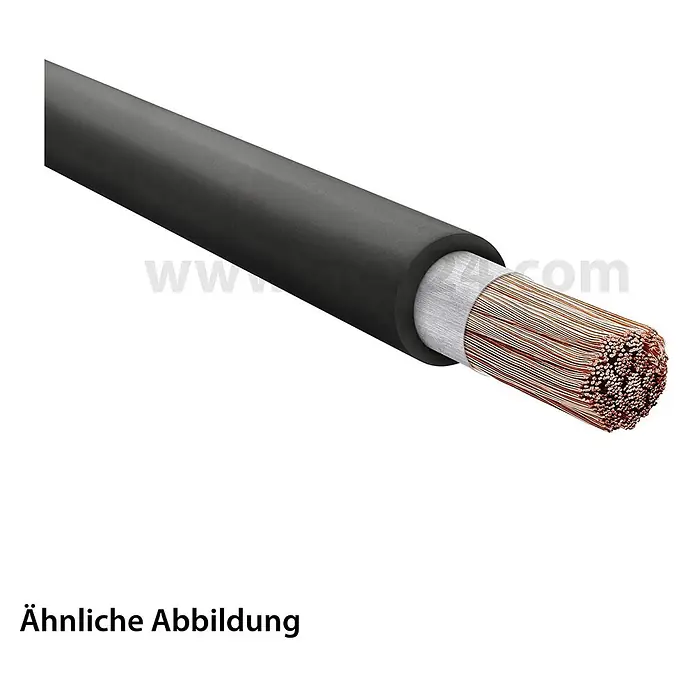 HELU KABEL H01N2-D 1X70 mm² Schweißleitung AD 15,3 mm 19,2 mm Nennspannung -  - Schwarzes isoliertes Kabel mit freiliegendem, feindrähtigem Kupferkern.