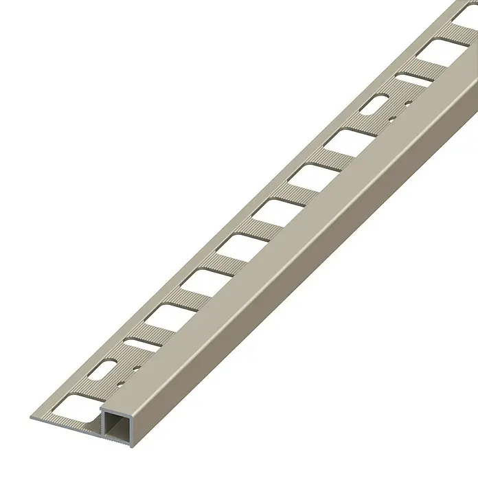 Quadroprofil - Aluminium, Titan, 1 m x 12,5 mm, Eloxiert - Profilschiene aus Metall mit rechteckigen Aussparungen für Fliesen. Zum Schutz und zur Verzierung von Fliesenkanten.