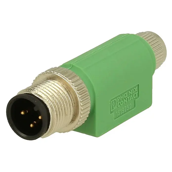 Phoenix Contact M12/M8 Adapter 1xStift/1xBuchse gerade 3/3-pol. A-Kodierung -  - Grüner Phoenix Contact M12 Stecker mit 4 Pins und Metallgewinde, für Industrieautomation.