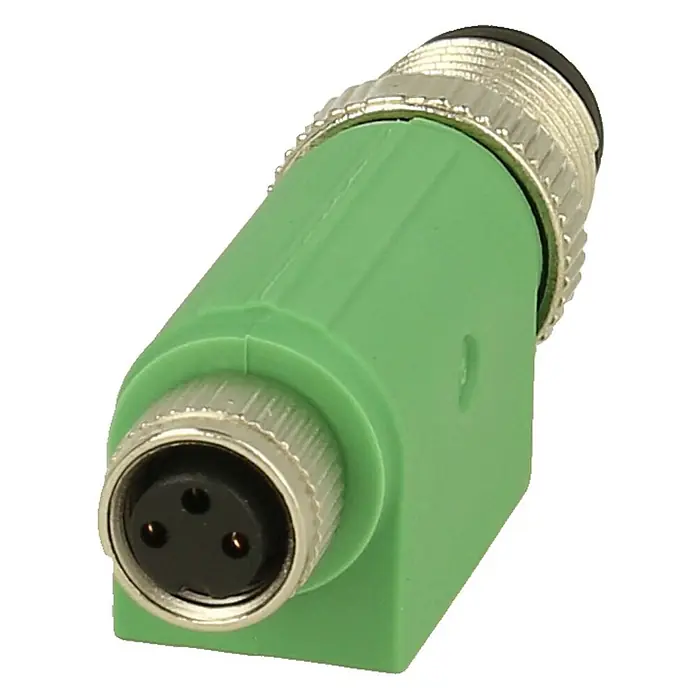 Phoenix Contact M12/M8 Adapter 1xStift/1xBuchse gerade 3/3-pol. A-Kodierung -  - Grüner, gewinkelter 3-poliger M8 Industriesensor-Steckverbinder mit Metallschraubverschluss.