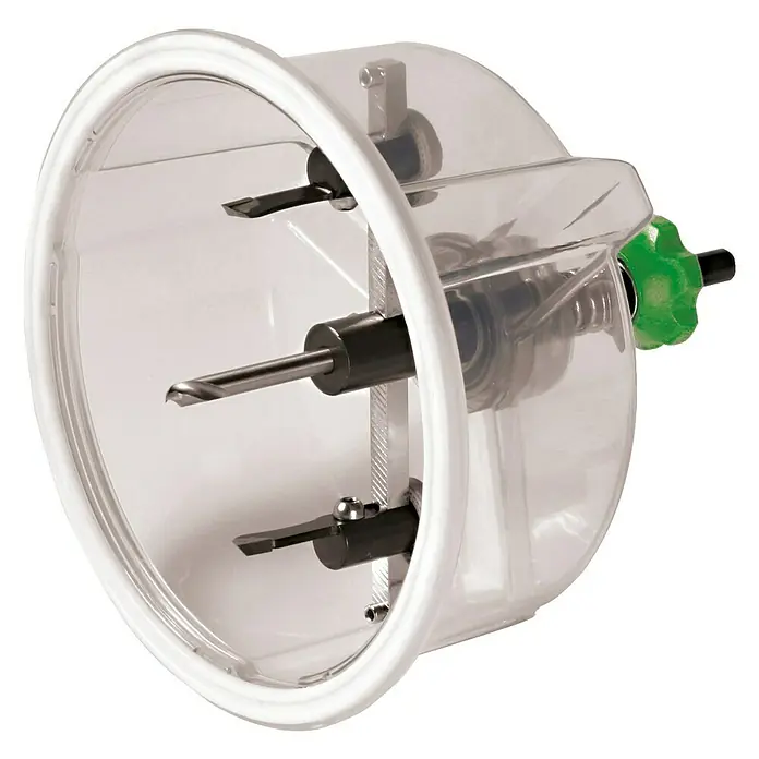 Berg Kreisschneider BHC 305 - 48 mm - 305 mm, Schnitttiefe: 30 mm (einseitig) - Ein verstellbarer Kreisschneider mit Staubschutzhaube. Ideal für saubere und präzise Ausschnitte in verschiedenen Materialien.