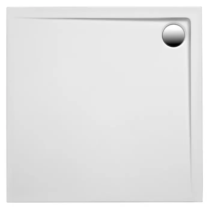 Ottofond Duschwanne Coco-Q - L x B: 80 x 80 cm, Kunststoff, Weiß - Quadratische Duschwanne aus weißem Acryl mit Chromablauf für ein modernes Badezimmerdesign.