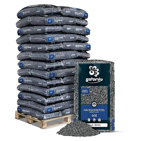 Hackschnitzel Holzdekor Grau 5-60 mm 60l x 39 Sack 2340l Palette