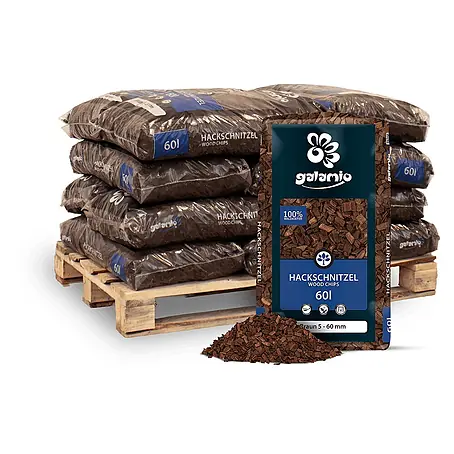 Hackschnitzel Holzdekor Braun 5-60 mm 60l x 12 Sack 720l 12er Palette
