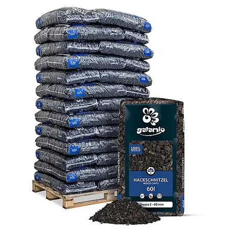 Hackschnitzel Holzdekor Schwarz 5-60 mm 60l x 39 Sack 2340l Palette