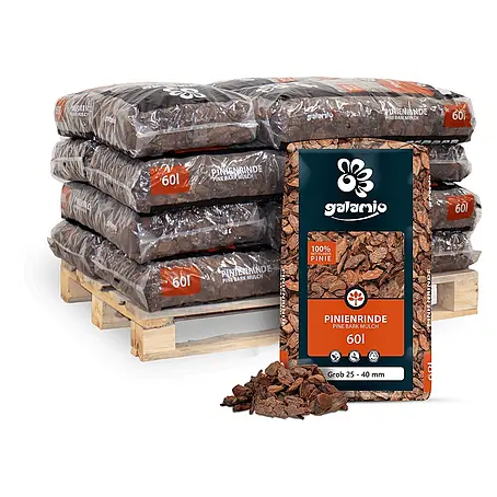 Rindenmulch Pinie Grob 25-40 mm 60l x 12 Sack 720l 12er Palette