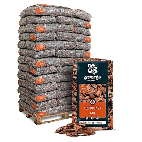 Rindenmulch Pinie Deko Plus 60-100 mm 60l x 39 Sack 2340l Palette
