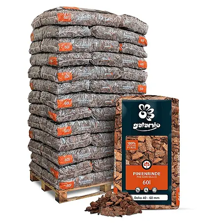 Rindenmulch Pinie Deko 40-60 mm 60l x 39 Sack 2340l Palette