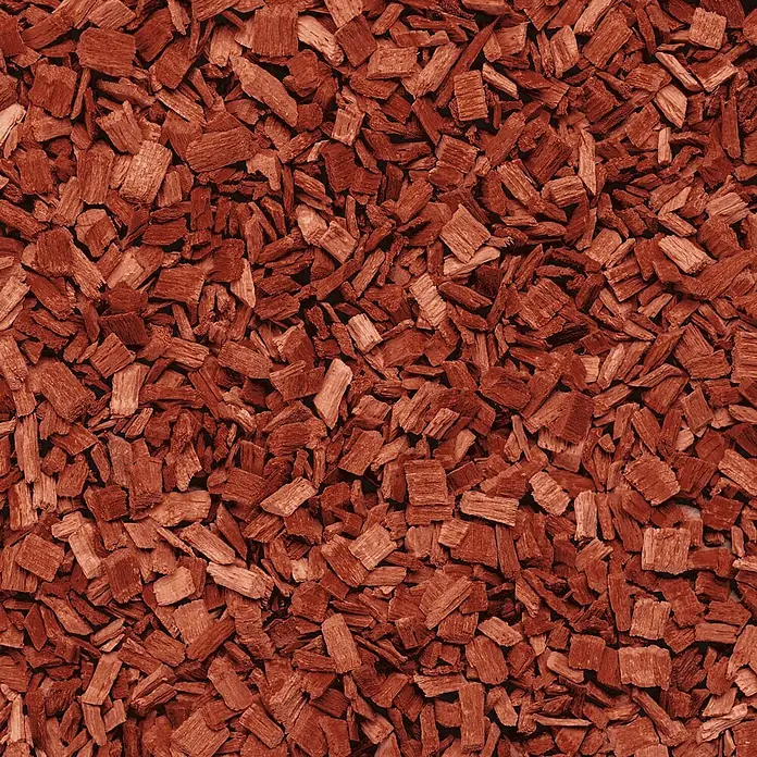 Hackschnitzel Holzdekor Rot 5-60 mm 60l x 12 Sack 720l 12er Palette -  - Rote Holzspäne für Garten- und Landschaftsgestaltung.