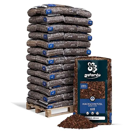 Hackschnitzel Holzdekor Braun 5-60 mm 60l x 39 Sack 2340l Palette