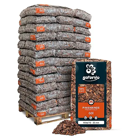 Rindenmulch Pinie Mittel 15-25 mm 60l x 39 Sack 2340l Palette