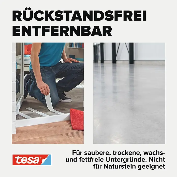 Tesa Doppelseitiges Klebeband Removable - B x L: 50 mm x 10 m - Informationsansicht