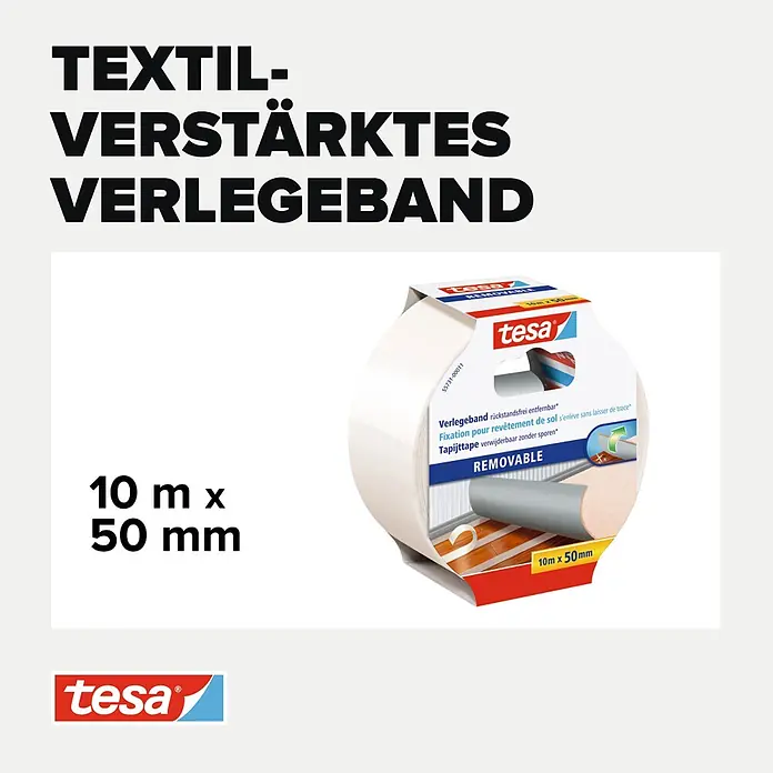 Tesa Doppelseitiges Klebeband Removable - B x L: 50 mm x 10 m - Informationsansicht