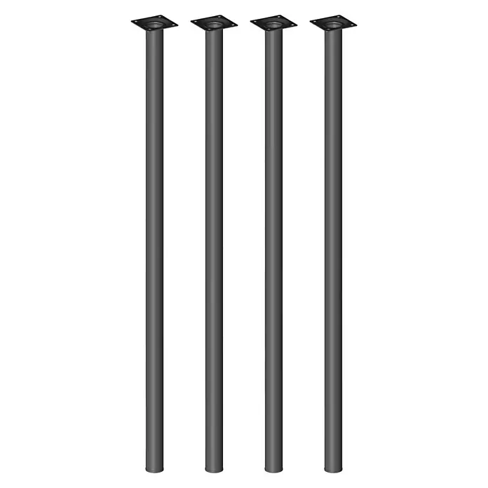 Element System Set de patas de mueble Borgoña - Ø x Al: 3 x 80 cm, Capacidad de carga: 50 kg, Acero, Negro, 4 ud. - Cuatro patas de mesa metálicas con placas de montaje cuadradas. Son robustas e ideales para proyectos de bricolaje.