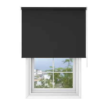 Tageslichtrollo blickdicht Wand und Deckenmontage schwarz 75x150 cm