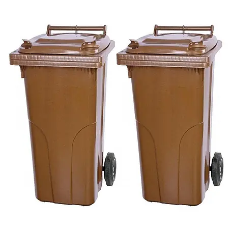 Set 2x PROREGAL 2-Rad-Mülltonne MGB | HDPE-Kunststoff | 120 Liter | Braun