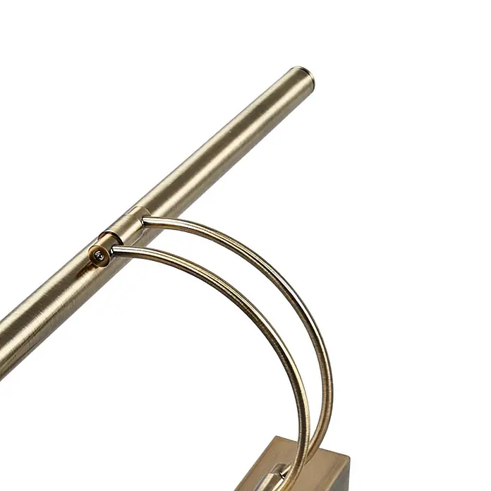 Lucande LED Wandlampe Bilderleuchte altmessing, warmweiß 3.000K -  - Leuchte aus gebürstetem Messingmetall mit gerader Stange und zwei geschwungenen Haltearmen, die an einer Basis befestigt sind.