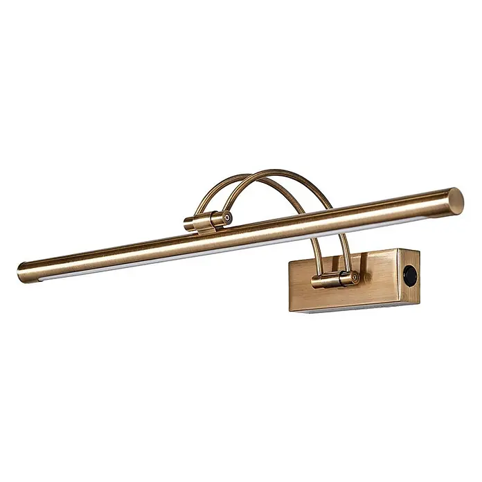 Lucande LED Wandlampe Bilderleuchte altmessing, warmweiß 3.000K -  - Antik-Messing LED-Bilderleuchte mit langer Stange, zwei gewölbten Armen und rechteckigem Sockel.