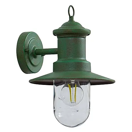 Lindby Wandlampe außen Laterne rustikal grün, Wandleuchte aussen IP44