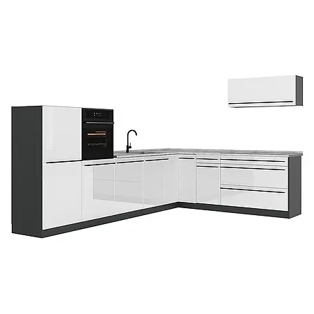 Eckküche R-Line 327 cm Weiß Hochglanz Art.-Nr. 66791