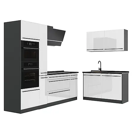 Eckküche R-Line 230 cm Weiß Hochglanz Art.-Nr. 66717