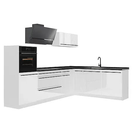 Eckküche R-Line 287 cm Weiß Hochglanz Art.-Nr. 66773