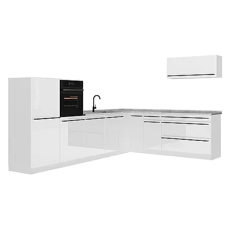 Eckküche R-Line 327 cm Weiß Hochglanz Art.-Nr. 66819