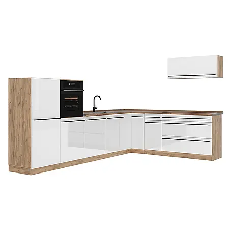 Eckküche R-Line 327 cm Weiß Hochglanz Art.-Nr. 66807