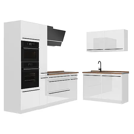 Eckküche R-Line 230 cm Weiß Hochglanz Art.-Nr. 66746