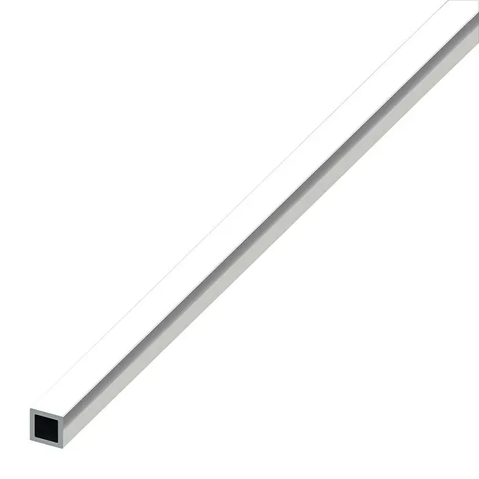 Kantoflex Vierkantrohr - 1.000 x 20 x 20 mm, Stärke: 1 mm, Chrom-Optik - Quadratisches Aluminiumrohr in Weiß, ideal für moderne Konstruktionen und Designprojekte. Robust und leicht für vielfältige Anwendungen.