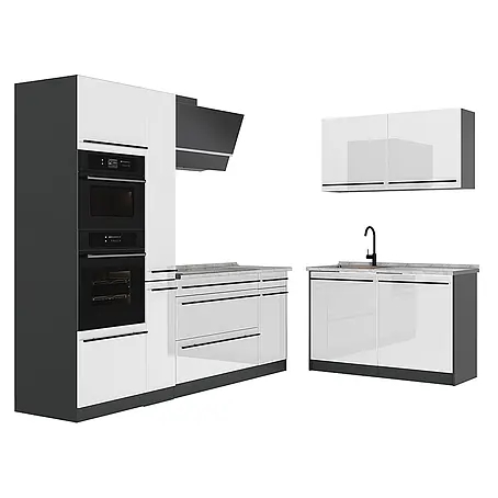 Eckküche R-Line 230 cm Weiß Hochglanz Art.-Nr. 66719