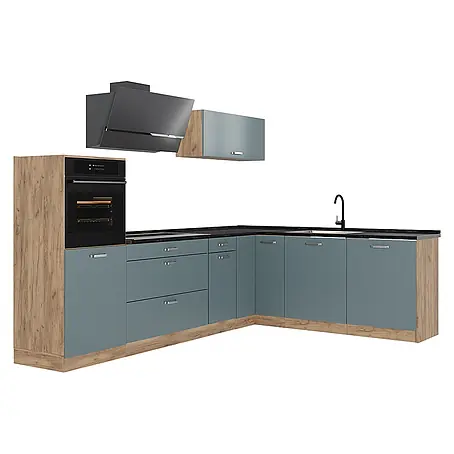 Eckküche R-Line 287 cm Blau-Grau Art.-Nr. 67465