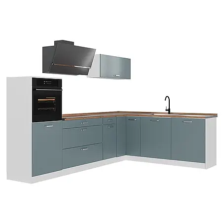 Eckküche R-Line 287 cm Blau-Grau Art.-Nr. 67538