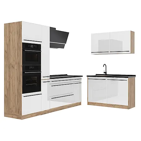 Eckküche R-Line 230 cm Weiß Hochglanz Art.-Nr. 66733