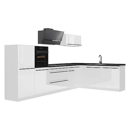 Eckküche R-Line 347 cm Weiß Hochglanz Art.-Nr. 66861