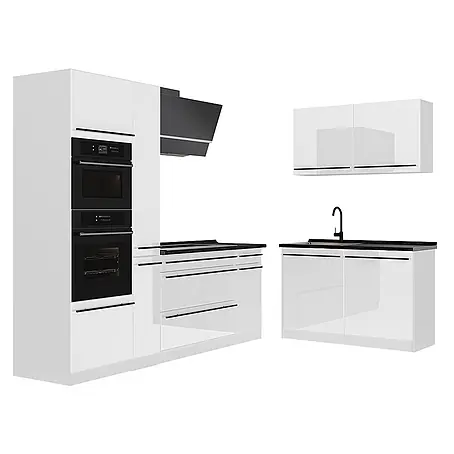 Eckküche R-Line 230 cm Weiß Hochglanz Art.-Nr. 66745