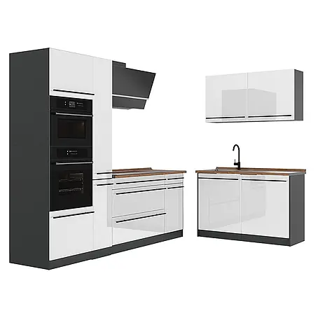 Eckküche R-Line 230 cm Weiß Hochglanz Art.-Nr. 66718
