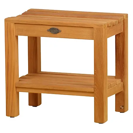 Duschhocker Holz Stella als edler Teak Duschstuhl mit Anti-Rutsch-Füßen