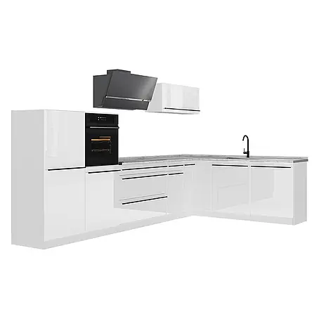 Eckküche R-Line 347 cm Weiß Hochglanz Art.-Nr. 66864