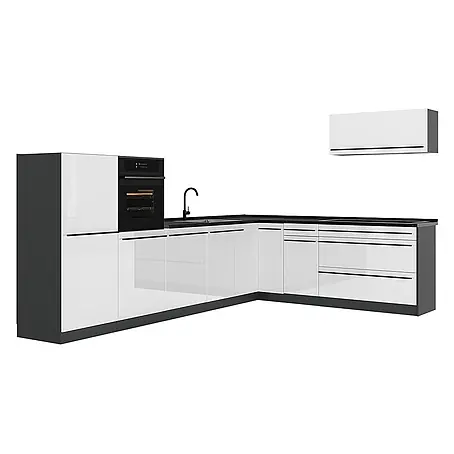 Eckküche R-Line 327 cm Weiß Hochglanz Art.-Nr. 66789